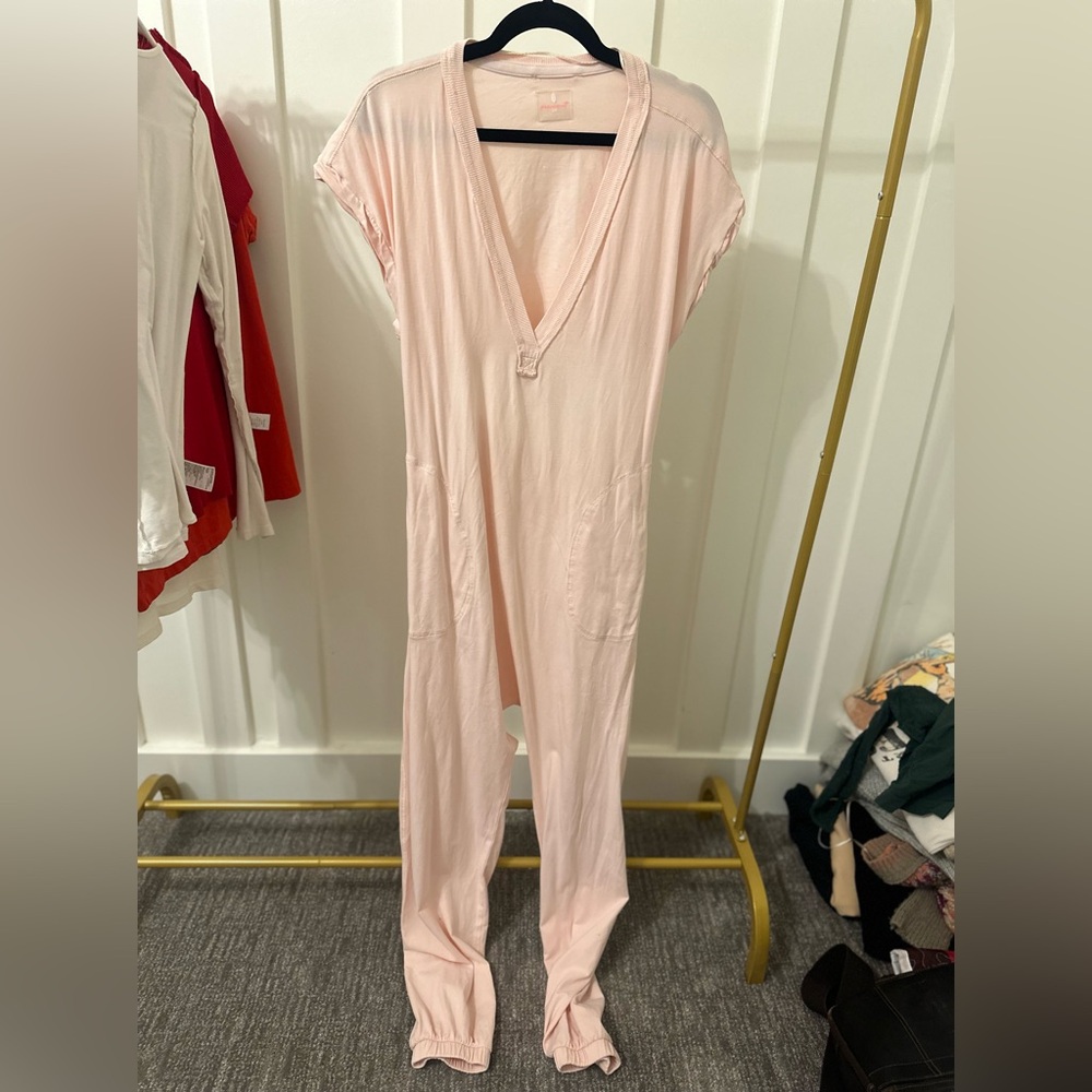 Free people hot shot v-neck onesie light pink